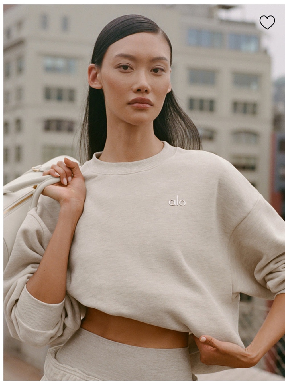 Alo Accolade Crew Neck Pullover Sweatshirt in Oatmeal Heather